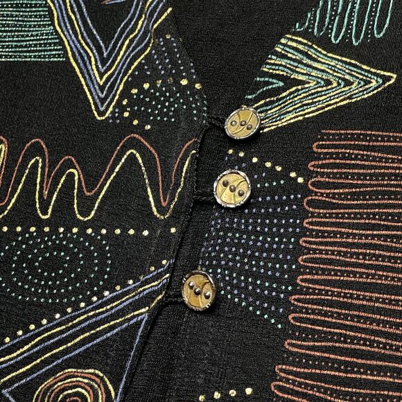 Vintage 90's Abstract Blouse Metallic Paint Sz S Art to Wear Grunge Boho Retro - Picture 8 of 12